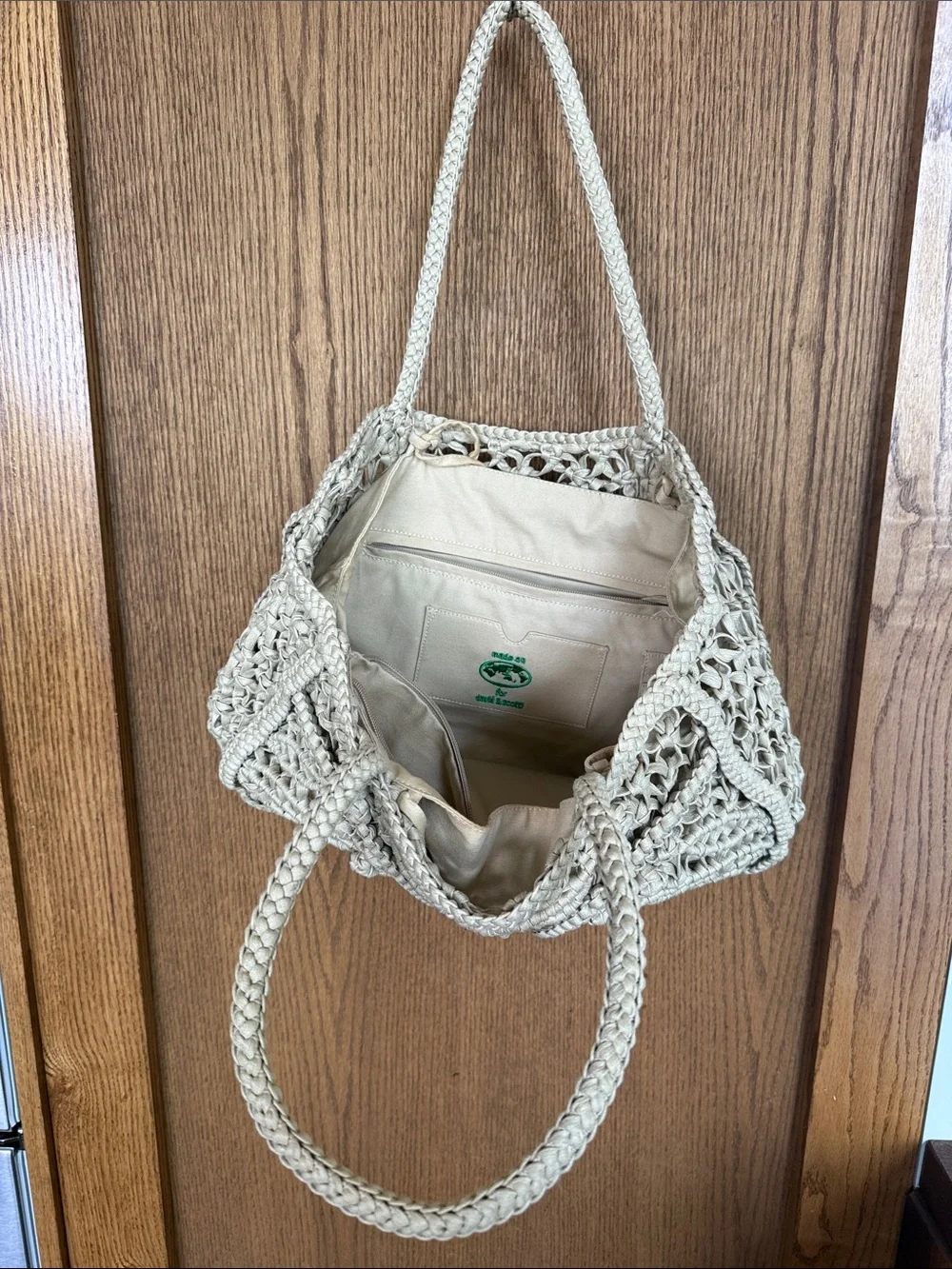 Woven Crochet Tote Bag in Cream - Stylish Women’s Shoulder Bag